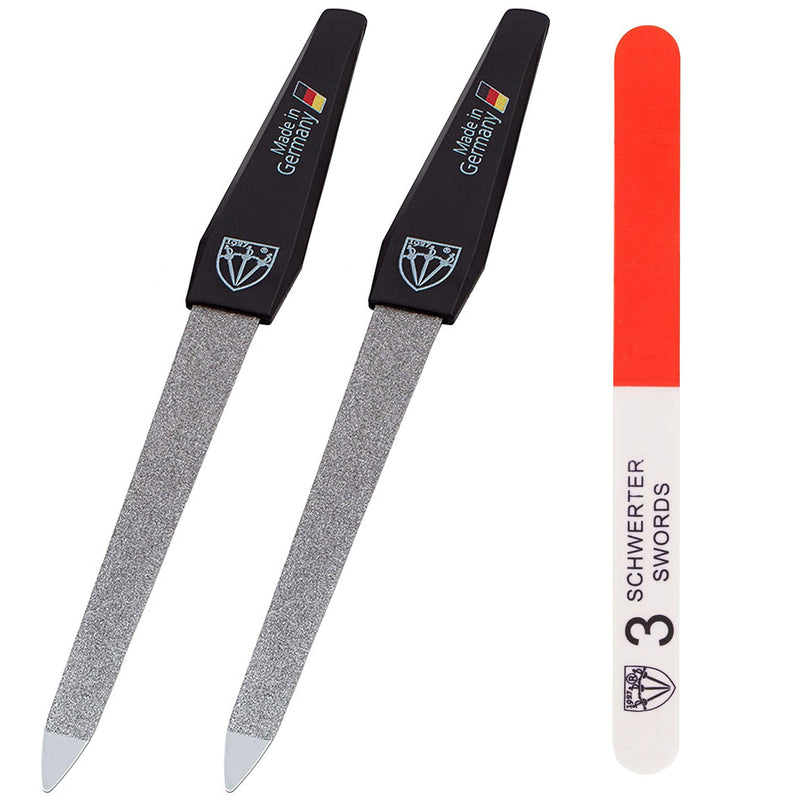 3 Swords Germany - Sapphire Metal Nail File Set 2 Pieces with 1 Piece 3-Way Nail Buffer – Nail Care Made in SOLINGEN/Germany 2 Nail Files / 1 Buffer - BeesActive Australia