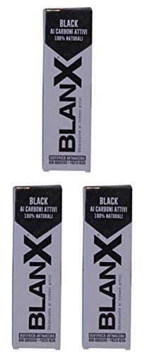 BlanX: "Black" Whitening Black Toothpaste - 2.54 Fluid Ounces (75ml) Tube (Pack of 3) [ Italian Import ]