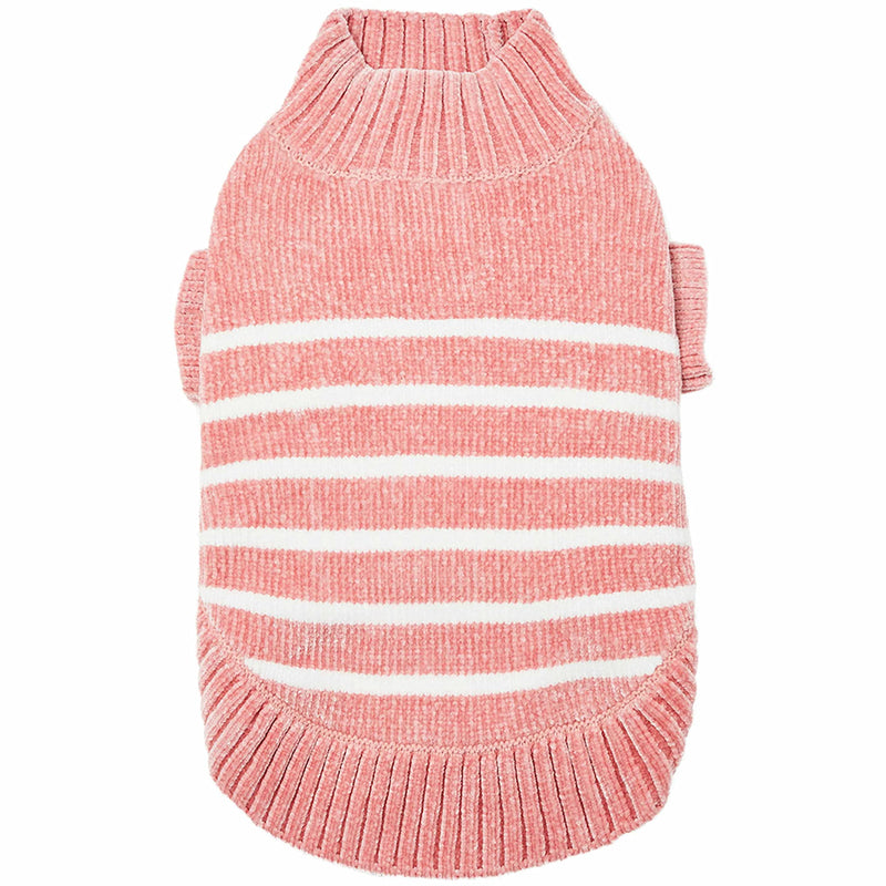 Blueberry Pet Cozy Soft Chenille Classy Striped Dog Sweater in Dusty Rose, Back Length 16", Pink Clothes for Dogs 16 inch (Pack of 1) - BeesActive Australia