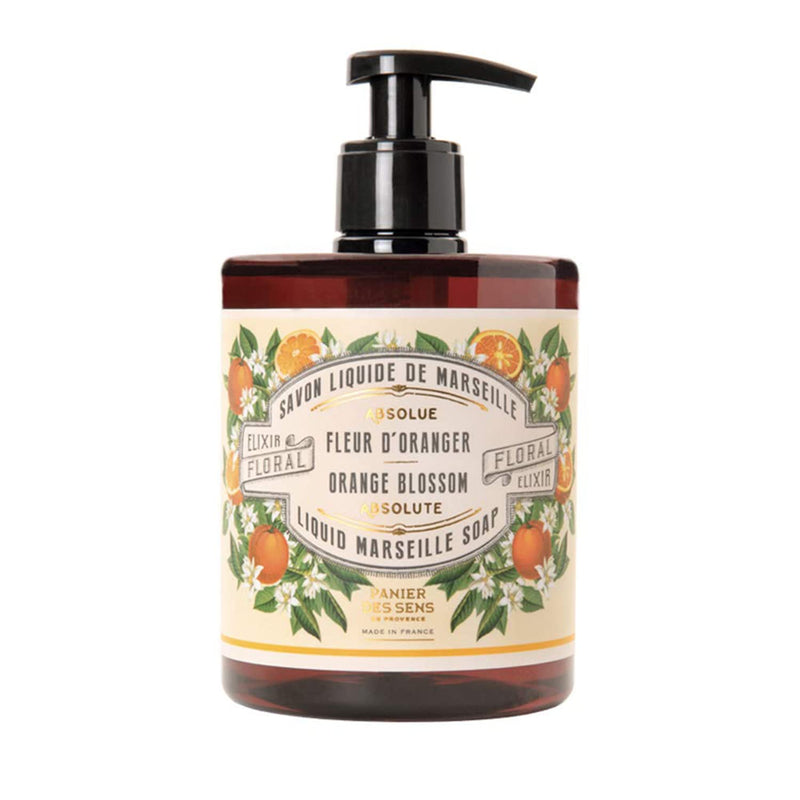 Panier des Sens - Marseille Liquid Hand Soap - Orange Blossom Hand Wash - Moisturizing Soap with Coconut Oil - Bathroom & Kitchen Refillable Soap - 96% Natural Ingredients Made in France - 16.9 Fl.oz - BeesActive Australia