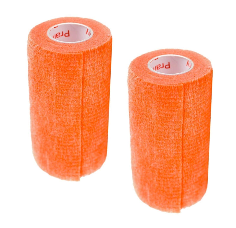 Vet Tape (Orange) (2 Pack) (2 Inch x 15 feet) Self Adhesive Adherent Adhering Cohesive Flex Self Stick Bandage Grip Roll Dog Cat Pet Horse - BeesActive Australia