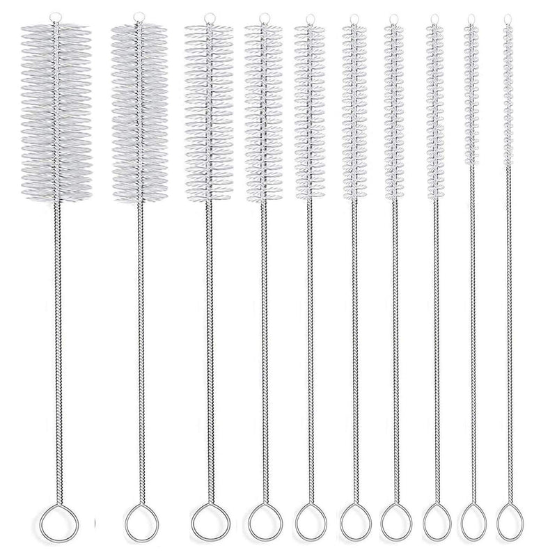 Long Straw Brush, Nylon Pipe Tube Cleaner 8-ihch 10 Different Diameters Set of 10 - BeesActive Australia