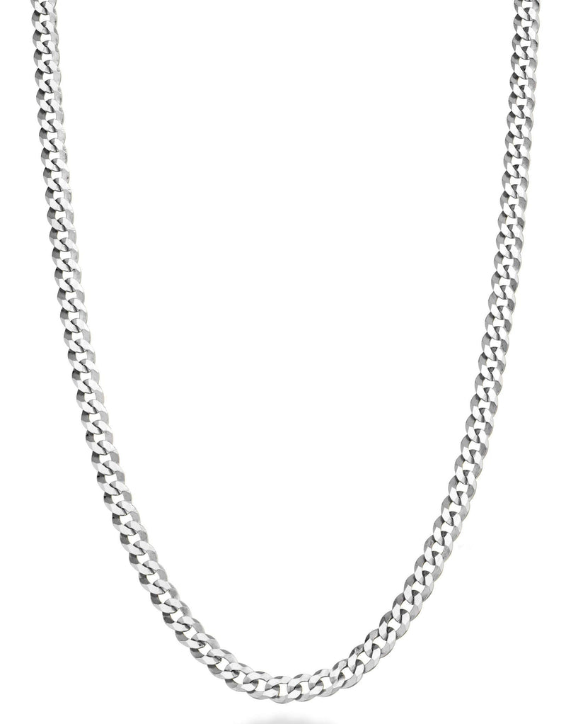 Miabella Italian 925 Sterling Silver 3.5mm Curb Cuban Link Chain Necklace, Solid Diamond Cut Sterling Silver Chain for Men Women Made in Italy Length 22 Inch (men's average length) - BeesActive Australia