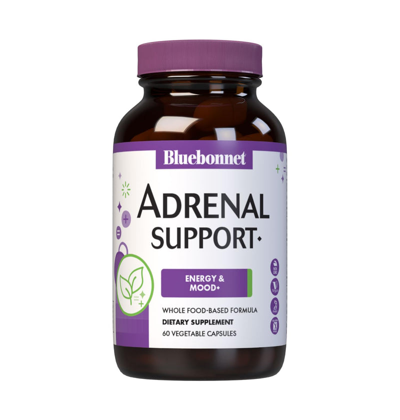 Bluebonnet Nutrition Adrenal Support, Energy & Mood*, Non-GMO, Vegan, Kosher Certified, Gluten-Free, Soy-Free, Dairy-Free, 60 Vegetable Capsules, 30 Servings | Energy & Mood; Non-GMO, Vegan, Kosher Certified, Gluten-Free, Soy-Free, Dairy-Free