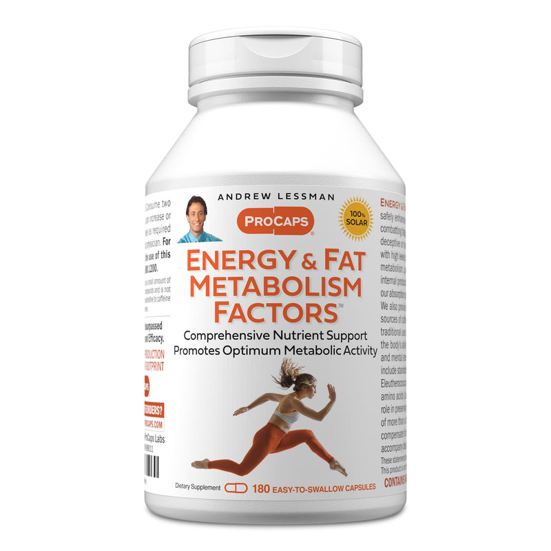 ANDREW LESSMAN Energy and Fat Metabolism Factors 180 Capsules - Promotes Optimum Fat Burning and Energy Metabolism, with Carnitine, Green Tea, Guarana, Ginseng, B-Complex. Easy to Swallow Capsules | Acetyl L-Carnitine with Adaptogens, Botanicals & B Vi...