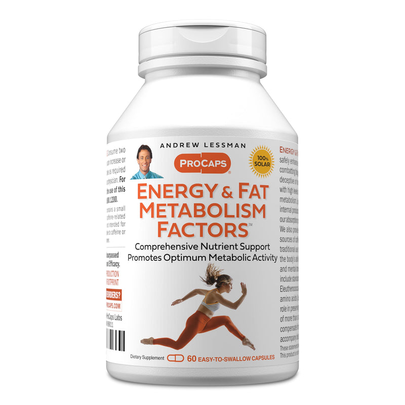 ANDREW LESSMAN Energy and Fat Metabolism Factors 60 Capsules - Promotes Optimum Fat Burning and Energy Metabolism, with Carnitine, Green Tea, Guarana, Ginseng, B-Complex. Easy to Swallow Capsules | Acetyl L-Carnitine with Adaptogens, Botanicals & B Vit...