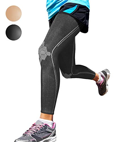 Sparthos Compression Leg Sleeve Men, Full Leg Compression Sleeve, Black-M Midnight Black Medium