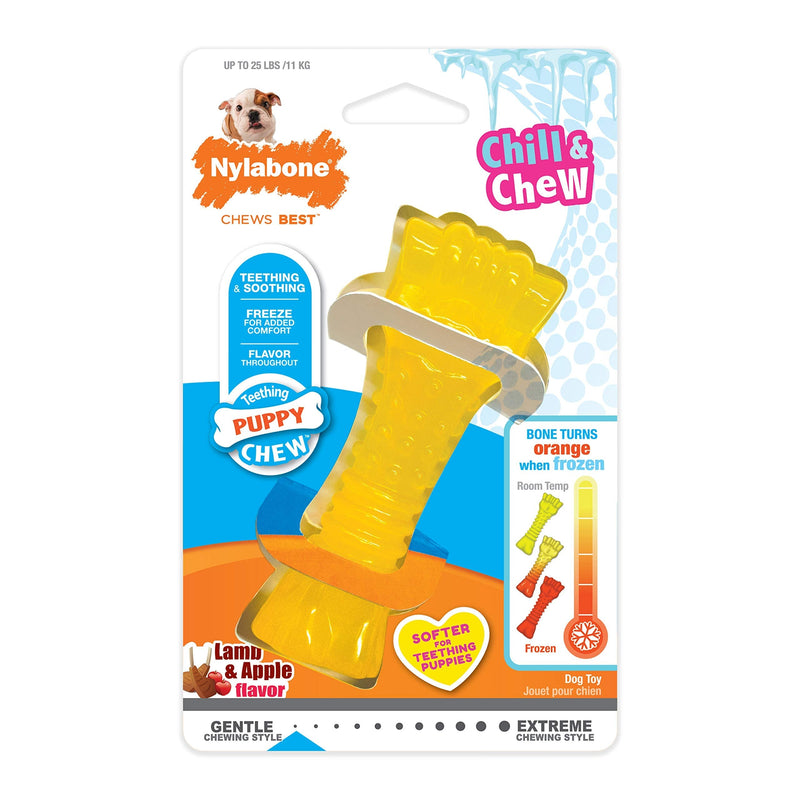 Nylabone Puppy Chew Freezer Toy - Puppy Chew Toy for Teething - Puppy Supplies - Lamb & Apple Flavor, Small/Regular (1 Count) Chill & Chew Bone Small/Regular - Up to 25 Ibs. Small up to 25 lbs. - BeesActive Australia
