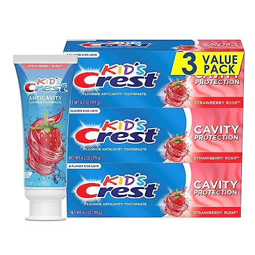Crest Kid's Cavity Protection Fluoride Toothpaste, Strawberry Rush, 4.2 Ounce (Pack of 3) 4.2 Ounce (Pack of 3) Strawberry Toothpaste