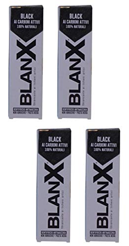 BlanX: Black Whitening Black Toothpaste - 2.54 Fluid Ounces (75ml) Tube (Pack of 4) [ Italian Import ]
