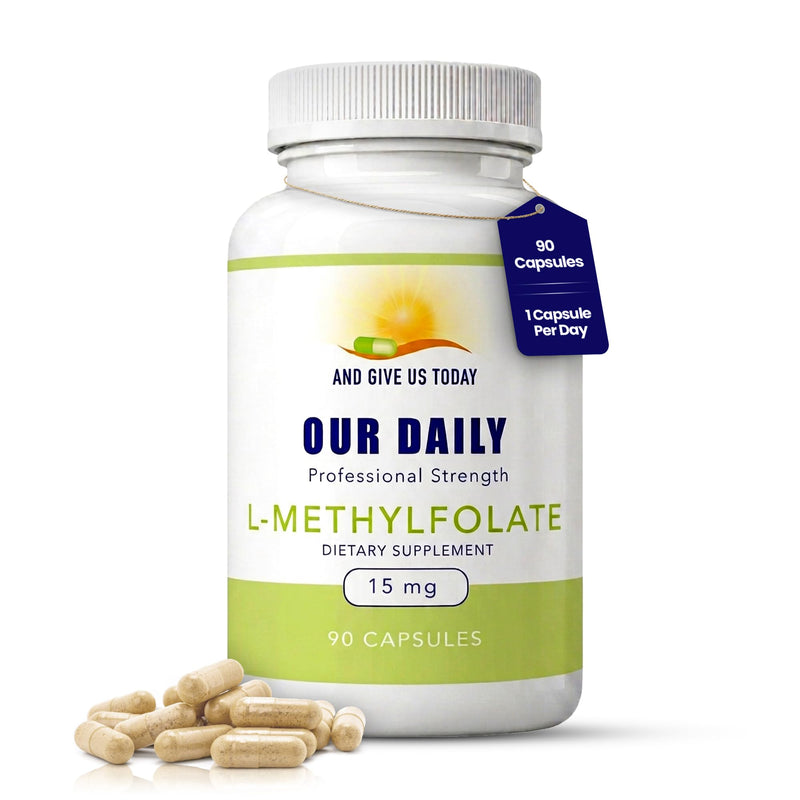 Our Daily Vites, L-Methylfolate 15mg – Active 5-MTHF Methylated Folate Supplement for Women & Men – Methyl Folate for Brain Health, Focus & Mood Support – Gluten Free, Non-GMO–90 Capsules, 90 Servings 90 Count (Pack of 1)