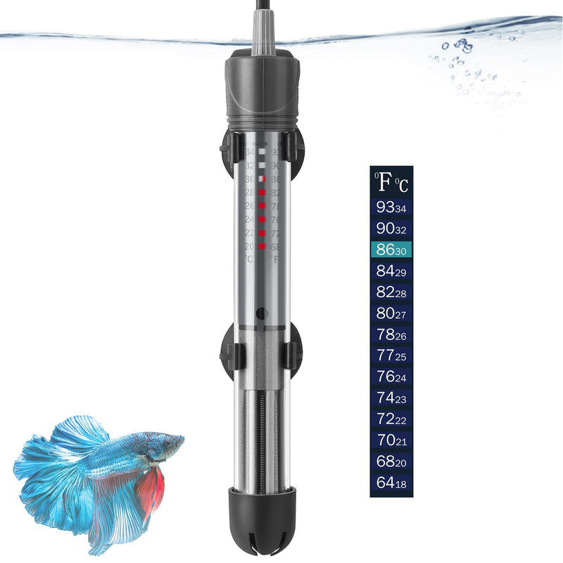 HITOP 50W Adjustable Aquarium Heater, Submersible Fish Tank Heater Thermostat with Suction Cups for 8-16Gal 7in-50w