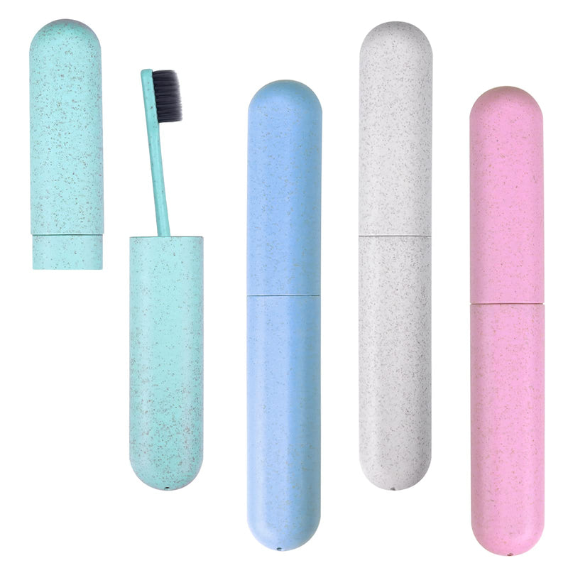 Hooqict 4 Pack Toothbrush Travel Case, Portable Breathable Travel Toothbrush Holder for Traveling, Camping, Home, School, Business Green, Blue, White, Pink - BeesActive Australia
