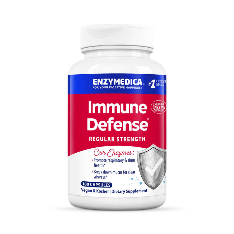 Enzymedica Immune Defense Regular Strength Caps - 180 Capsules | Proteolytic Enzyme Supplement for Men & Women, Immune Health Support Supplement with Protease, Catalase, Vegan 180 Count (Pack of 1)