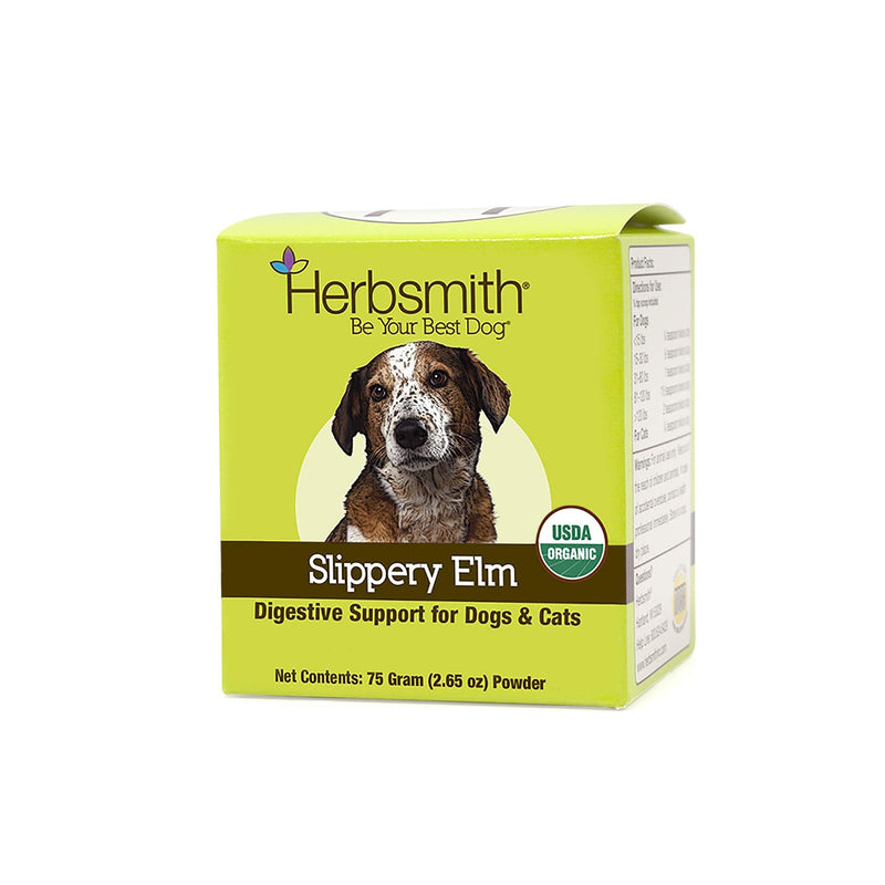 Herbsmith Organic Slippery Elm - Digestive Aid for Dogs and Cats - Constipation and Diarrhea Relief for Dogs and Cats - Megaesophagus Dog Aid- 75g 75g Powder - BeesActive Australia