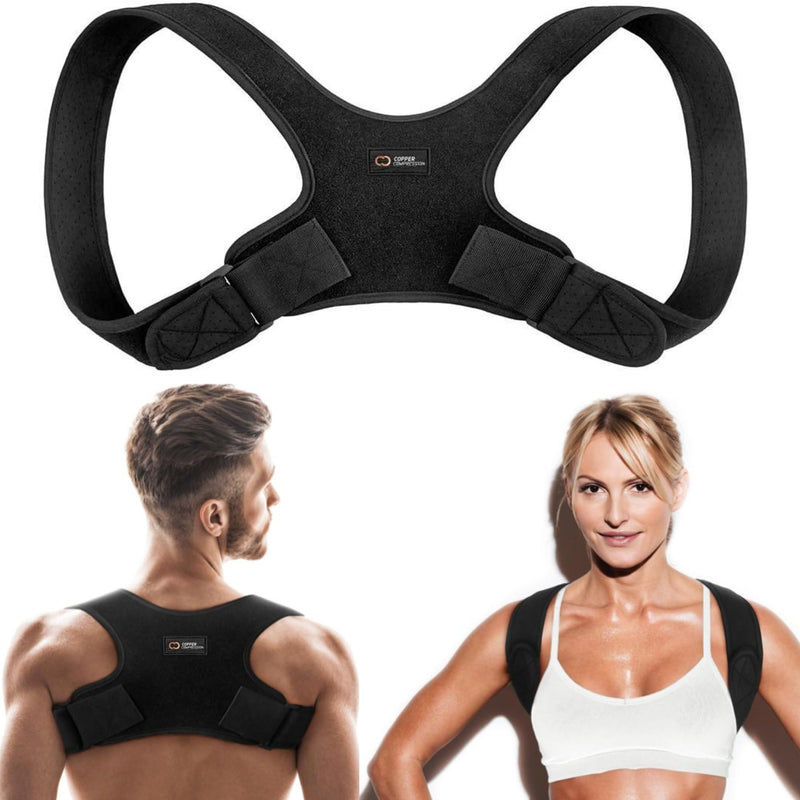 Copper Compression Posture Corrector for Men and Women - Copper Infused Upper Back Spine, Neck, Shoulder & Clavicle Orthopedic Brace - Adjustable & Breathable for Bad Posture, Slumping, Pain Relief Large/X-Large (Pack of 1) - BeesActive Australia