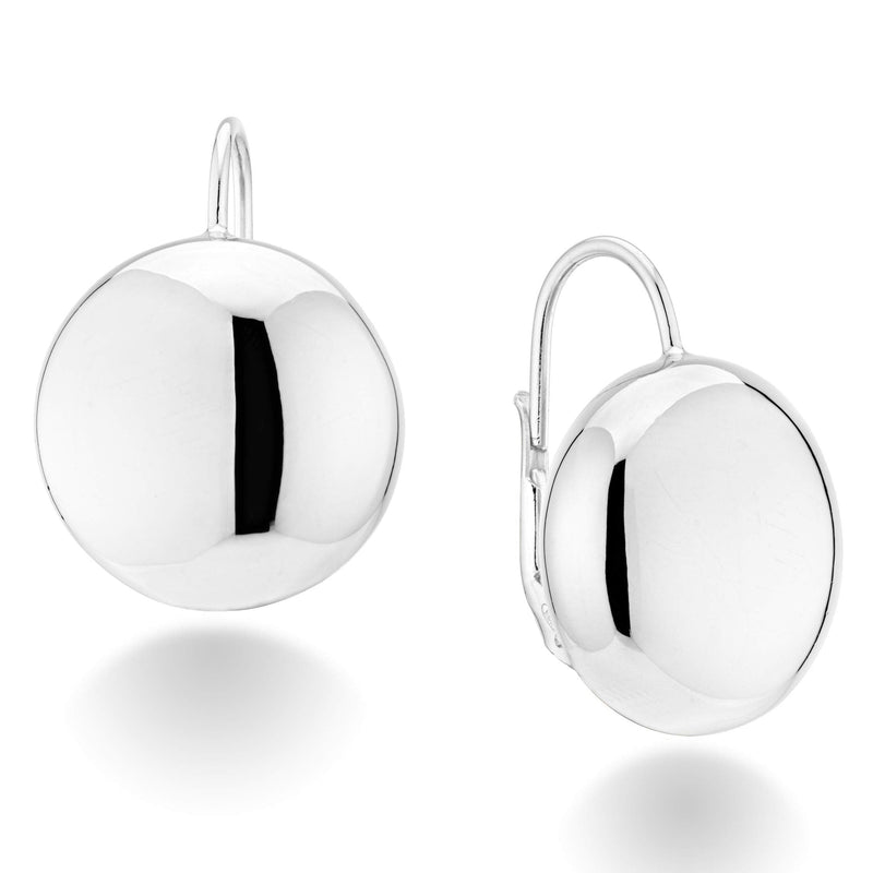Miabella 925 Sterling Silver Italian High Polished Round Dome Button Bead Ball Statement Leverback Earrings for Women, Made in Italy 12mm - 1/2 Inch - BeesActive Australia