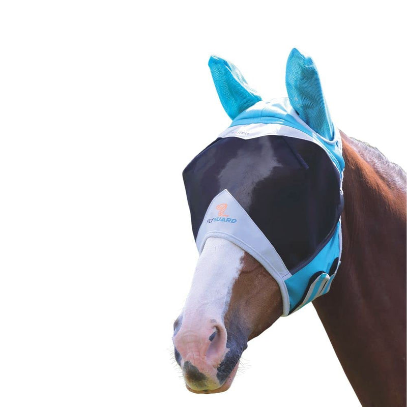 Shires Fine Mesh Horse Equine Fly Mask with Ears 60% UV Protection (Full, Teal) Full - BeesActive Australia
