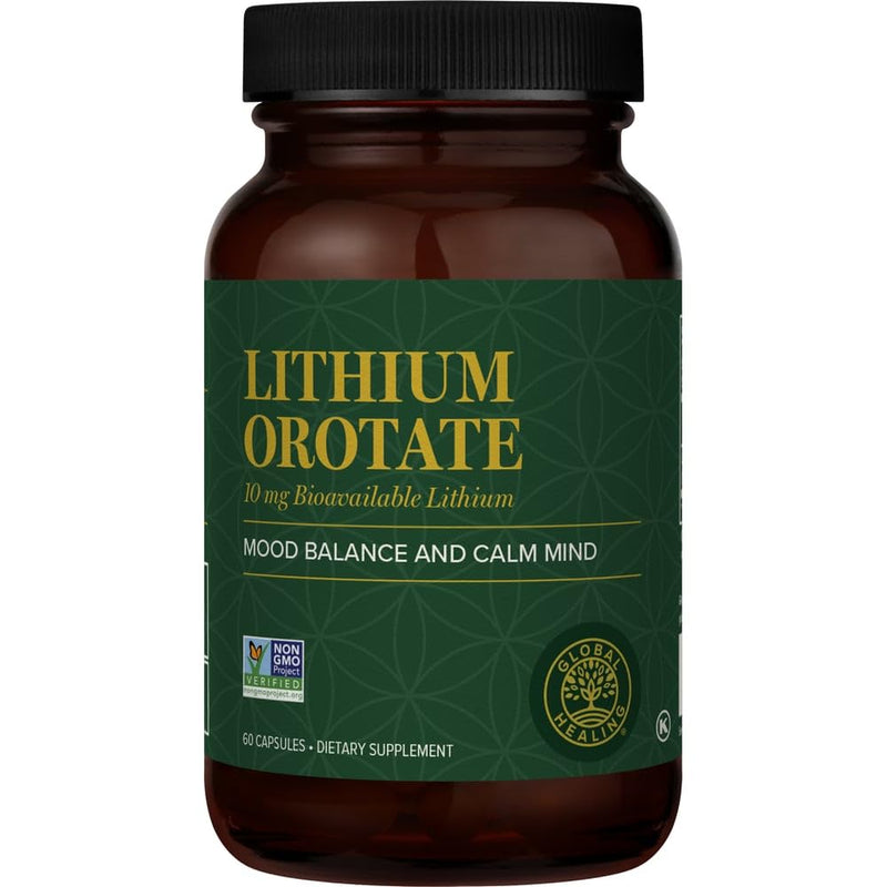 Global Healing Lithium Orotate Brain Health Supplement - Supports Mood, Function, and Clarity - 60 Capsules - BeesActive Australia