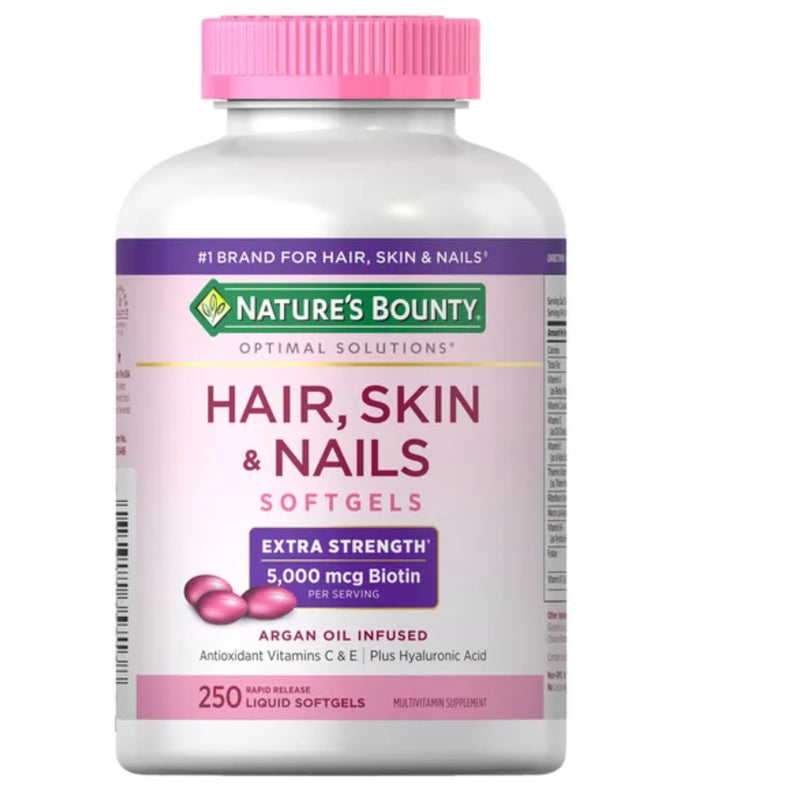 Nature's Bounty Hair Skin and Nails 5000 mcg of Biotin - 250 Coated Tablets Extra Strength 250 Count (Pack of 1)