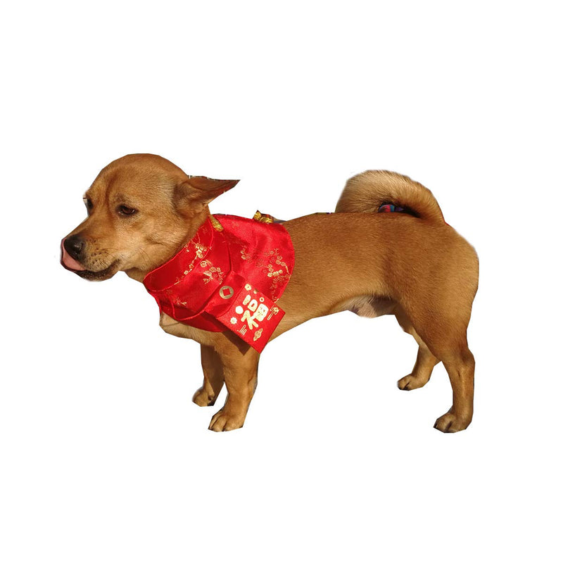 Cat Clothes,New Year's Cloak Dog Clothes Red Pet Cheongsam Cloak Clothes for Cats Small Dogs Puppy(Red,L) L - BeesActive Australia