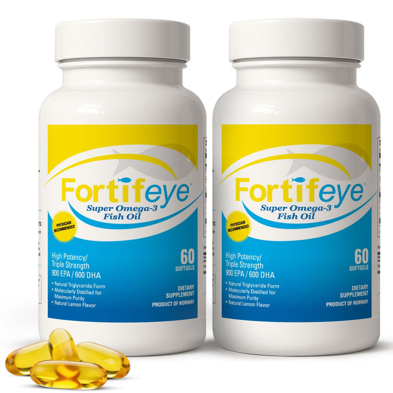 Fortifeye Super Omega-3 Fish Oil - 120 Count - 1600mg EPA + DHA - Triple Strength Ultra-Pure rTG Omega-3 Expertly Concentrated & Purified in Norway from Sustainably Sourced Wild Fish - Lemon Flavor 120 Count (Pack of 1)