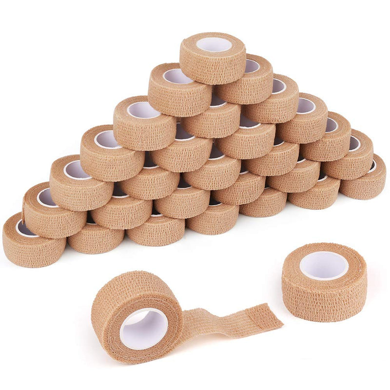 LotFancy Self Adhesive Tape, 30 Pack, 1 inch x 5 Yards, Self Adhesive Bandage Wrap, Elastic Stretch Cohesive Bandage, First Aid Medical Tape for Finger, Ankle, Knee & Wrist Sprains &Swelling 1x180 Inch (Pack of 30) - BeesActive Australia