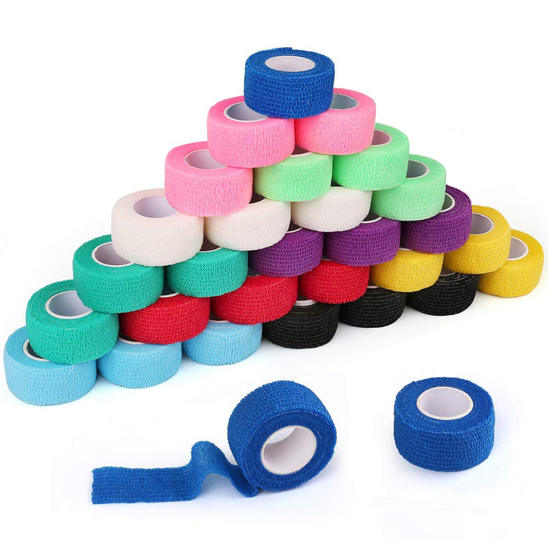 LotFancy Self Adhesive Bandage Wrap, 30 Pack 1 inch x 5 Yards Self Adherent Wrap, First Aid Athletic Tape, Cohesive Bandage, Sports Tape, Medical Supplies for Finger, Ankle, Wrist Sprains &Swelling - BeesActive Australia