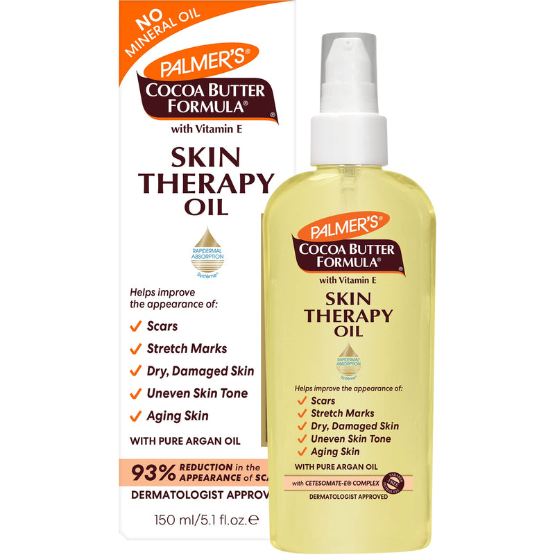 Palmer's Cocoa Butter Formula Skin Therapy Moisturizing Body Oil with Vitamin E & Pure Argan Oil, Deep Body Moisturizer for Dry, Damaged Skin, Scars or Stretch Marks, 5.1 Fl Oz (Pack of 3) - BeesActive Australia