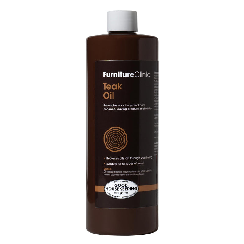 Furniture Clinic Teak Oil | Wood Oil Protects & Cleans Outdoor & Indoor Furniture | Restores & Protects Wood, Prevents Drying & Other Damage | Natural Matte Finish | Safe for Daily Use, 17oz/500ml - BeesActive Australia
