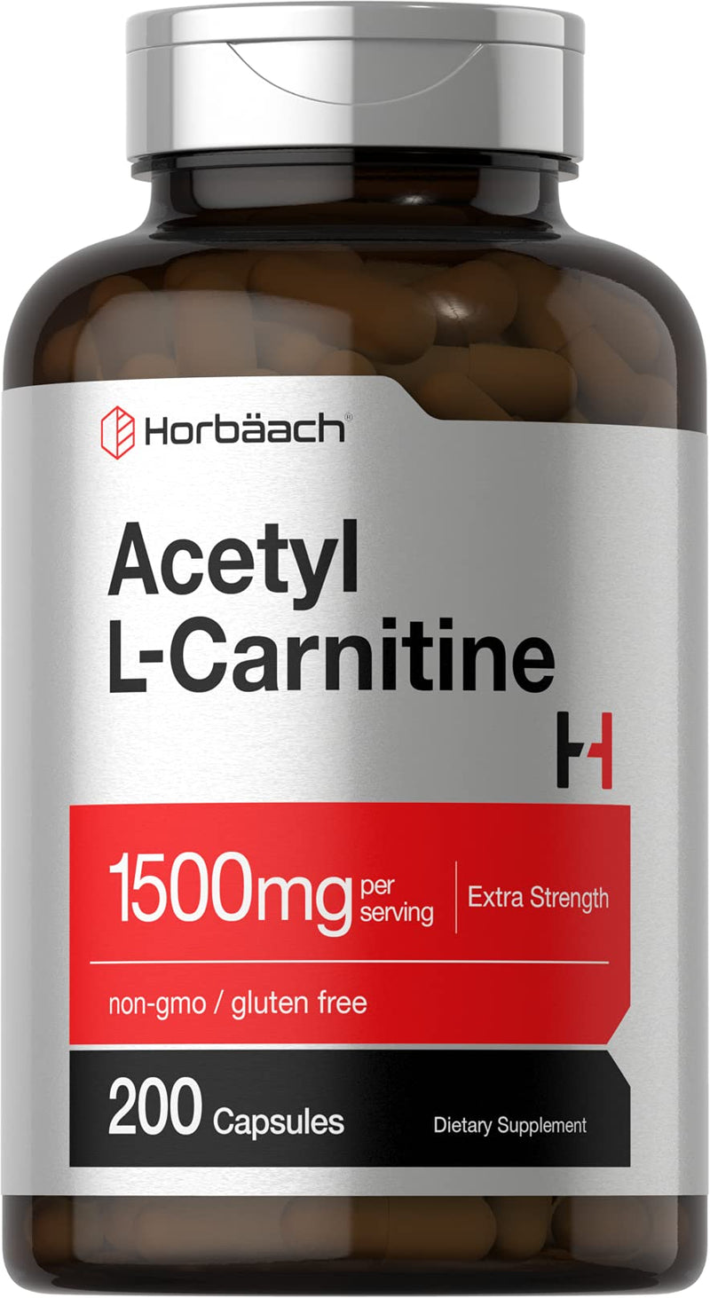 Acetyl L-Carnitine 1500mg | 200 Capsules | Extra Strength ALCAR Supplement | Non-GMO, Gluten Free | by Horbaach - BeesActive Australia
