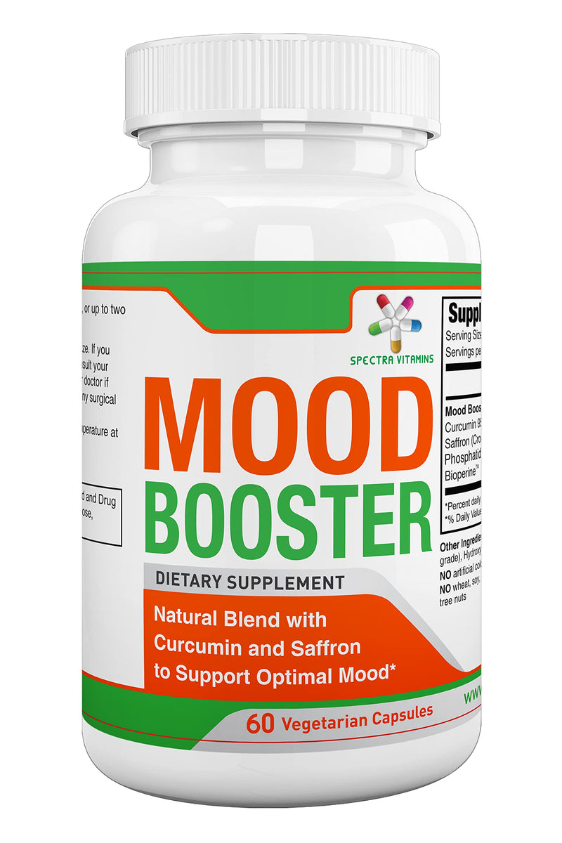 Mood Booster 60 Caps - Mood Enhancer Capsules Supports Optimal Mood, Stress Relief, Focus, for Men/Women | Supports Optimal Emotional Wellness, Curcumin, Saffron,