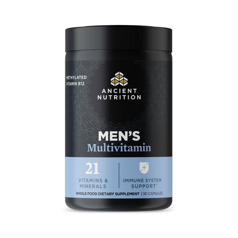 Ancient Nutrition Methylated Multivitamin for Men | Vitamin D, C, E, Methylated B12, Zinc, Magnesium, Supports Healthy Immune System and Bone Health, 90 Count