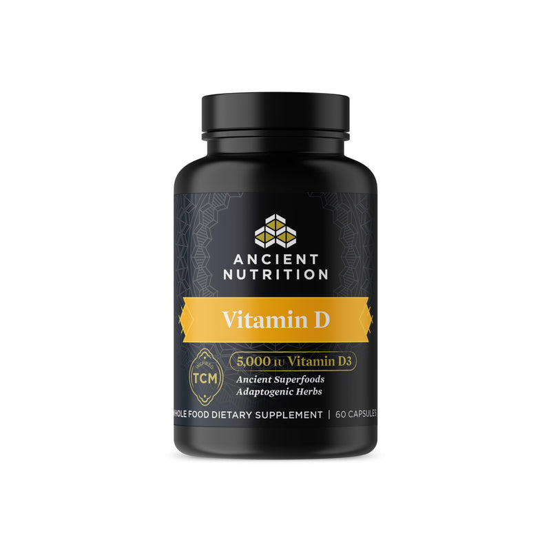 Ancient Nutrition Vitamin D, 5,000 IU Vitamin D3 + K2 for Immune Support | Immune Support, Made from Bone Broth and Mushroom Extract, Paleo and Keto Friendly, 60 Count