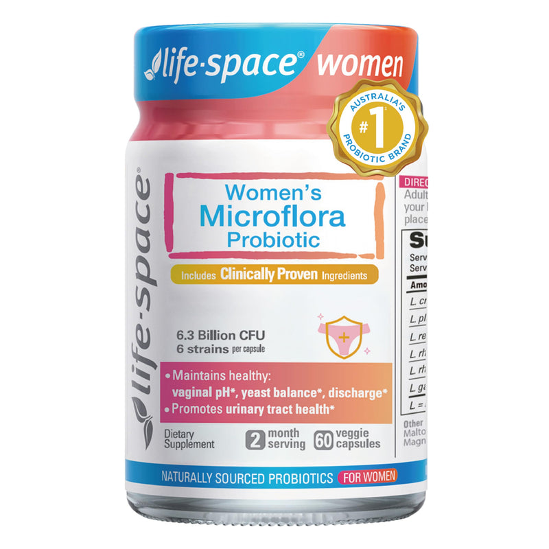 Life-Space Vaginal Probiotic Women's Microflora pH Balance ClinicallyTested | 60-day supply, probiotics for women, 6.3B CFU 6 strains, healthy odor, yeast, discharge, Lactobacillus rhamnosus GR-1, RC-14 A- Women's Vaginal Probiotic 60 Count (Pack of 1)