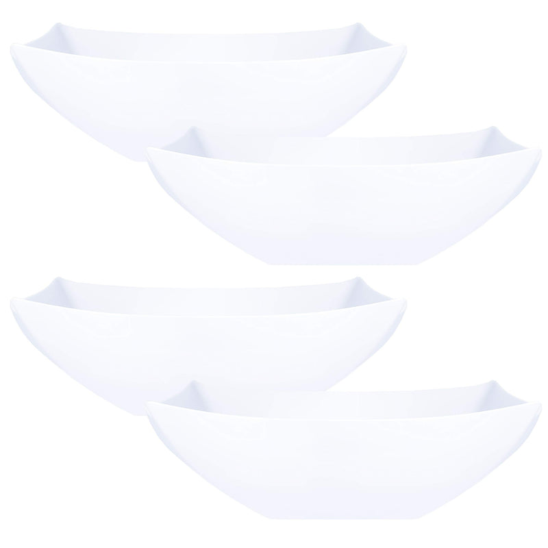 PLASTICPRO Disposable 64 ounce Square Serving Bowls, Party Snack or Salad Bowl, Large Plastic Elegant White Pack of 4 - BeesActive Australia