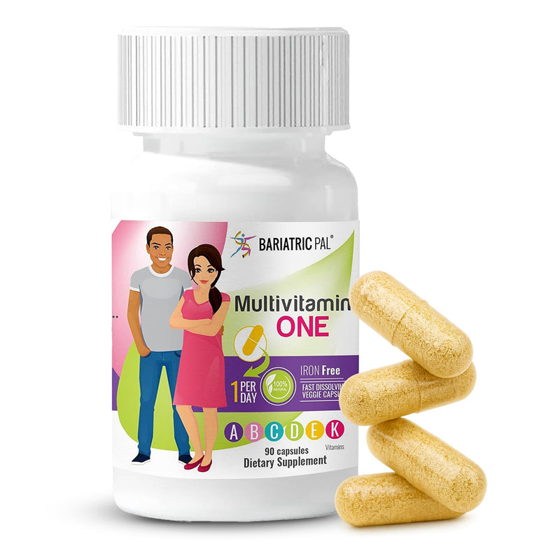 BariatricPal Multivitamin ONE 1 per Day! Bariatric Multivitamin Capsule Iron Free | Easy to Swallow Capsule | Vitamin for Bariatric Surgery Patients | 90 Count (3 Month Supply) 90 Count (Pack of 1)