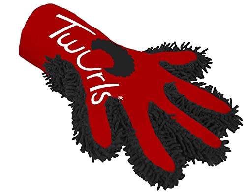 Twurls Hair Glove for Men and Women. It’s Ambidextrous (Left or Right Handed), Machine Washable for extended use. Twurls Glove works well for Curling, Twisting & Dread Locking Natural Hair. Red and Black
