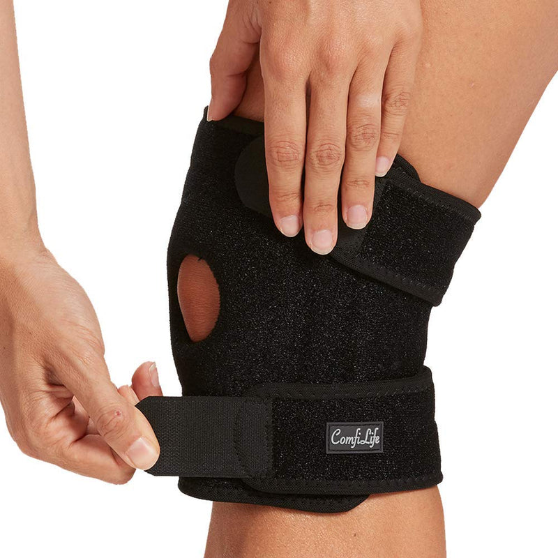 ComfiLife Knee Brace for Knee Pain Relief – Neoprene Knee Brace for Working Out, Running, Injury Recovery – Side Stabilizers – 3 Point Adjustable Compression – Open Patella Support,Non-Slip (Medium) Medium (Pack of 1)
