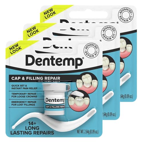 Dentemp Maximum Strength Loose Cap and Lost Filling Repair - Dental Repair Kit for Instant Pain Relief (Pack of 3) - Packaging May Vary