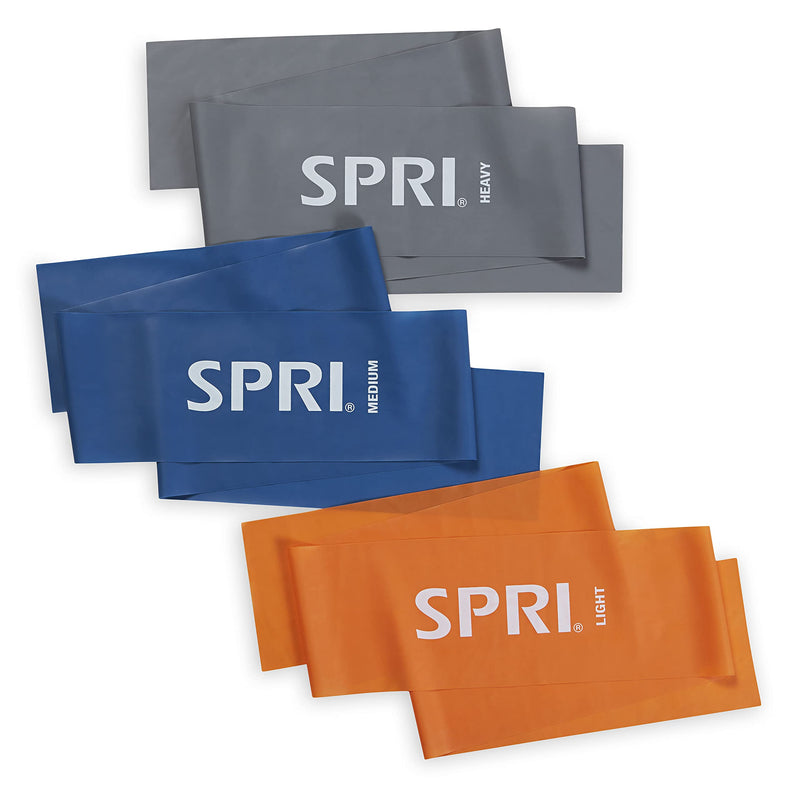 SPRI Flat Bands 3-Pack - Resistance Band Kit Set with 3 Levels of Resistance - Exercise Bands for Strength Training, Flexibility, & Body Workout - Versatile Fitness Tool - Light, Medium, and Heavy - BeesActive Australia