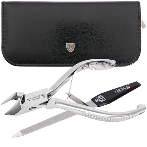 3 Swords Germany - Brand Quality Professional Toe Nail Nipper Clipper Set Stainless Steel Wave Nipper, Head Cutter, Nail File with case for ingrown Toe Nails, Manicure Pedicure by 3 Swords (196) Black - 2 Tools
