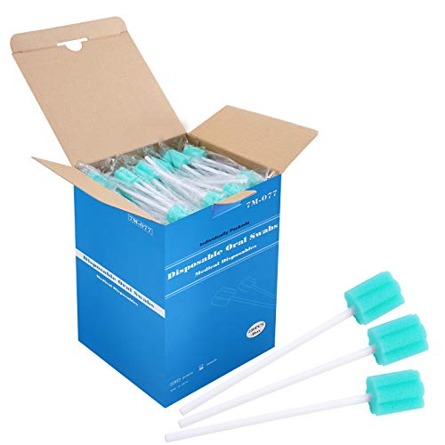 250 Count Disposable Mouth Swabs Sponge, Unflavored & Sterile Oral Swabs 250 Pack sky blue