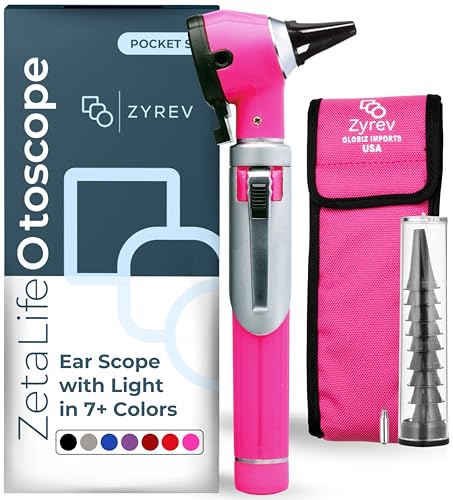Zyrev ZetaLife Otoscope - Ear Scope with Light, Ear-Infection Detector, Pocket Size (Pink Color) Pink