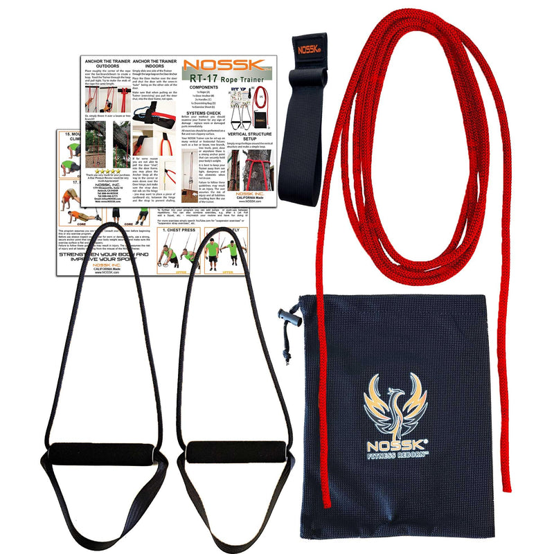 RT-17 Rope Bodyweight Suspension Fitness Trainer (Red) - for Indoors and Outdoors - for All Ages and Fitness Levels- Made in the USA!