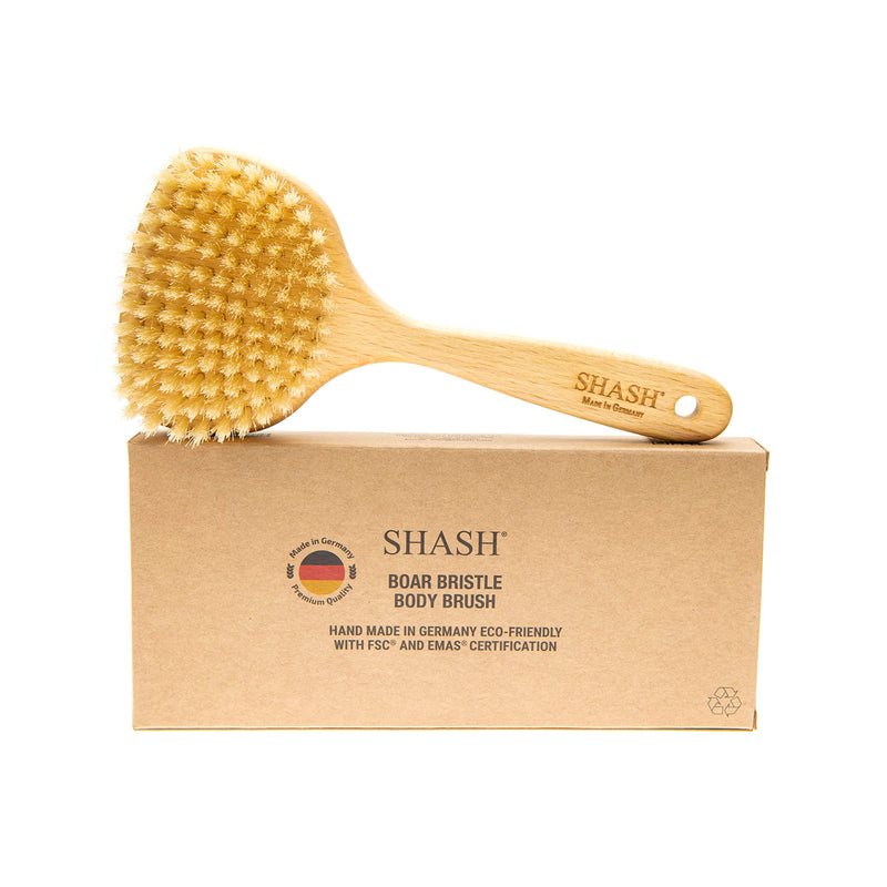 Since 1869 Hand Made in Germany - Smooth 100% Boar Bristle Body Brush, Gently Exfoliates Skin for a Softer, Smoother Complexion, Dry Brush Body Scrubber Promotes Circulation for a Healthy Glow - BeesActive Australia