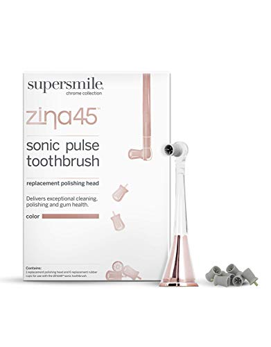 Supersmile Zina45 Replacement Polishing Head, Rose Gold, Professional Tooth Polisher with Silicone Prophy Cup, Fits Zina45 Sonic Toothbrush, Enamel Safe