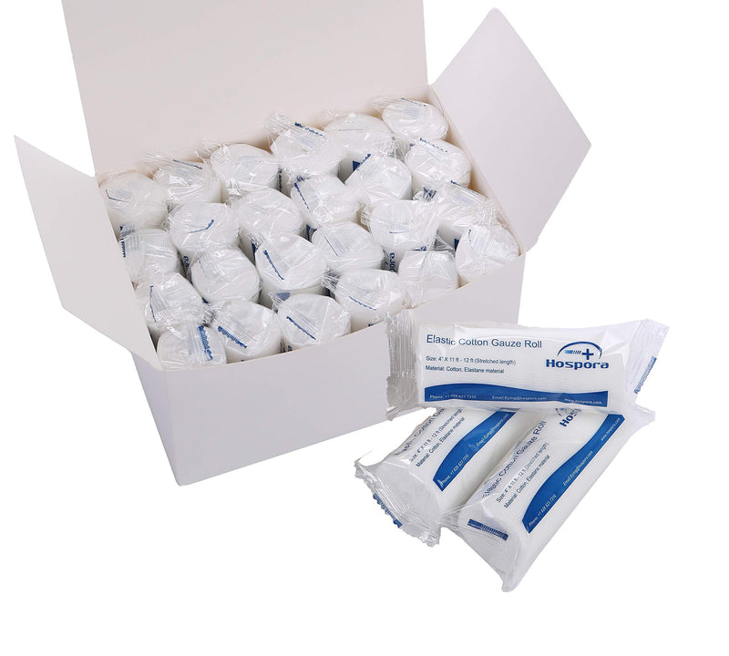 Hospora Medical Elastic Cotton Conforming Gauze Roll, 4 Inches, Individual Pack, First Aid Rolled Stretch Gauze, 24 Packs Cotton Elastic Gauze Bandage - BeesActive Australia