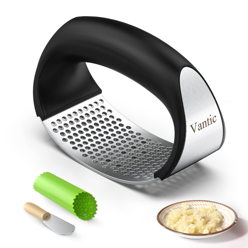 Vantic Garlic Press Rocker - Stainless Steel Garlic Mincer Garlic Crusher, New Innovative Garlic Chopper with Peeler and Scraper for Smash Garlic Green - BeesActive Australia