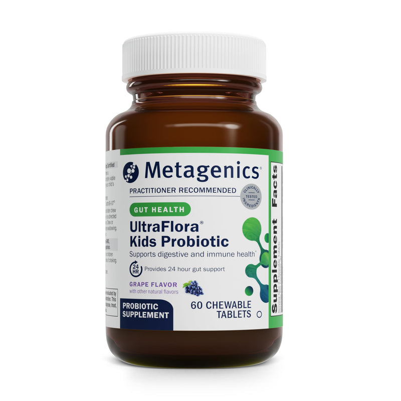 Metagenics UltraFlora Kids Probiotic, 10 Billion CFU, 60 Tablets | Children's Probiotic Blend, Digestive Health and Immune Health, for Ages 3 and Up, 10 Billion CFU 1 Count (Pack of 60)